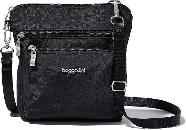 Baggallini Modern Pocket Crossbody (Black Cheetah Emboss) Cross Body Handbags Cover