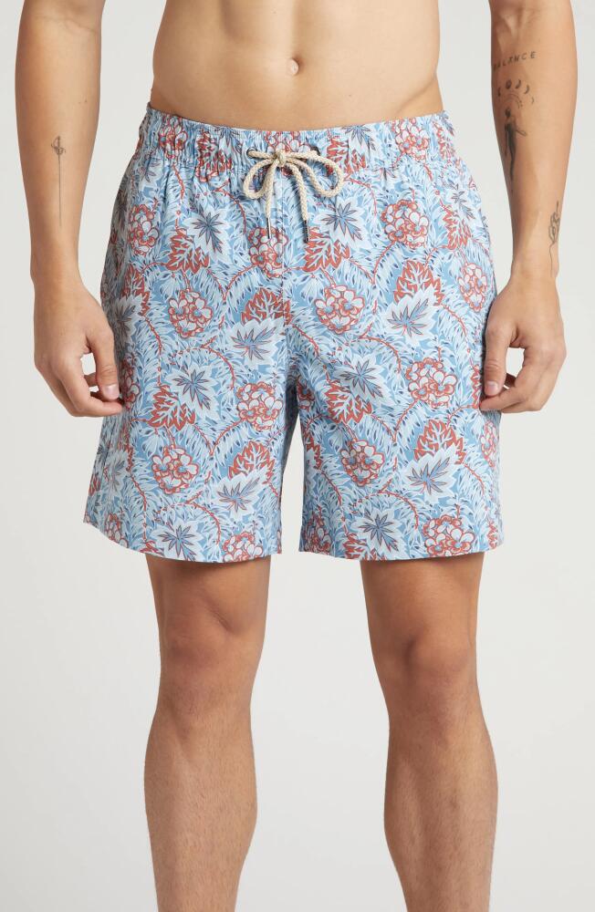 Fair Harbor The Bayberry Swim Trunks in Sky Blue Beach Forest Cover