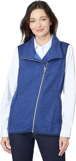 Cutter & Buck Mainsail Sweater-Knit Full Zip Vest (Tour Blue Heather) Women's Clothing Cover