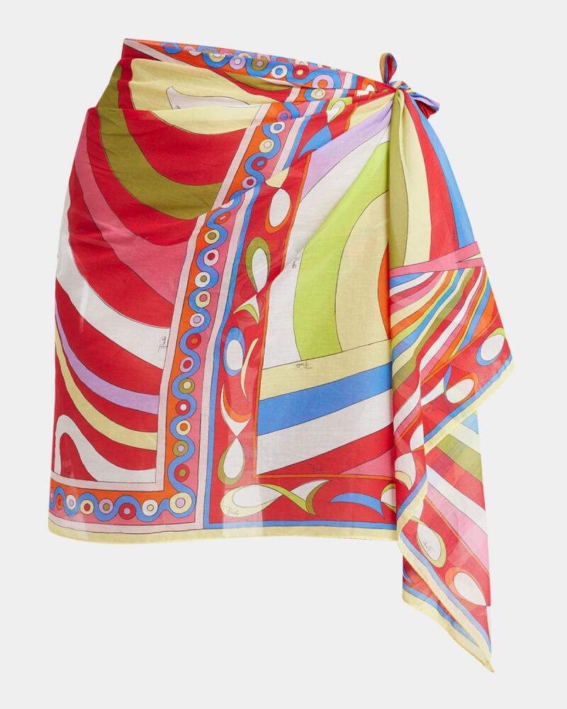 Emilio Pucci Swirl-Print Short Silk Pareo Cover