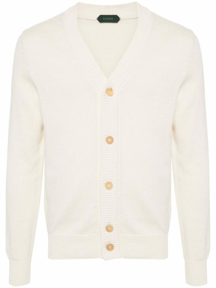 Zanone V-neck cotton cardigan - White Cover