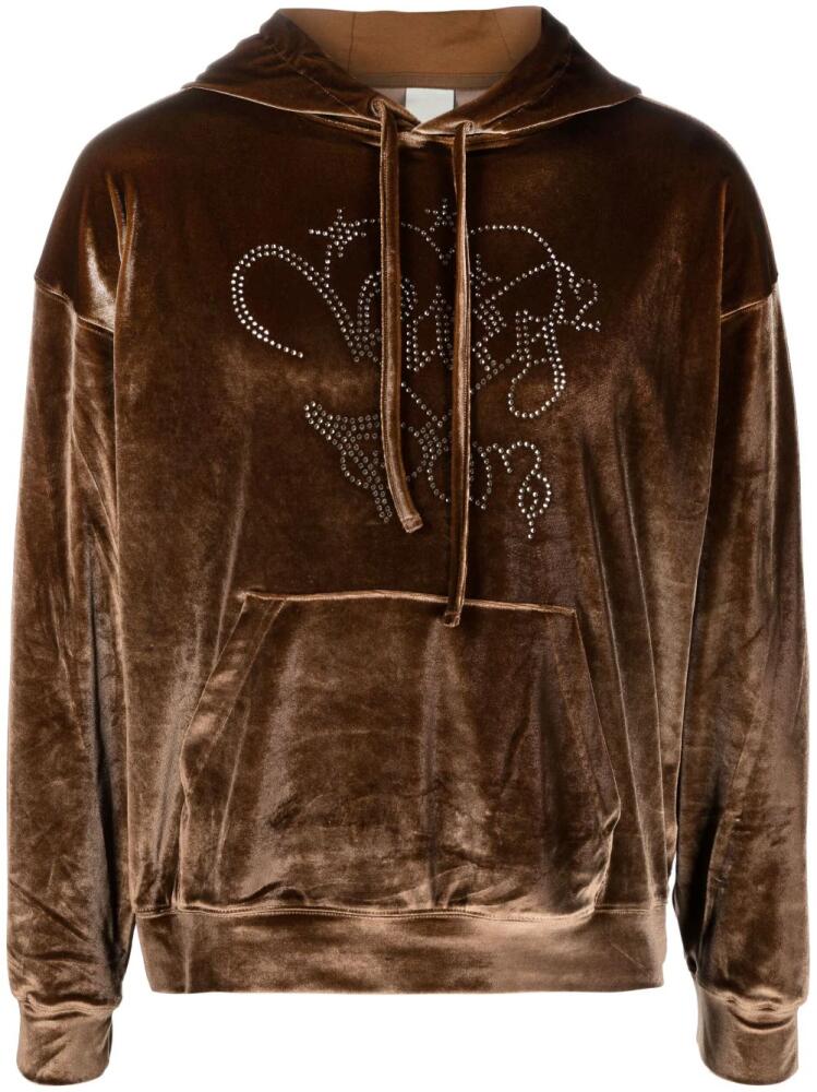 Perks And Mini Varg 2.0 velour drawstring hoodie - Brown Cover