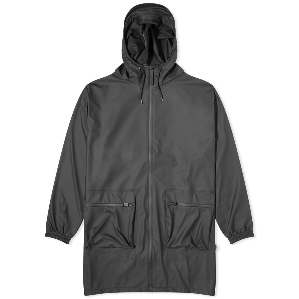 Rains Men's Long Cargo Jacket in Black Cover