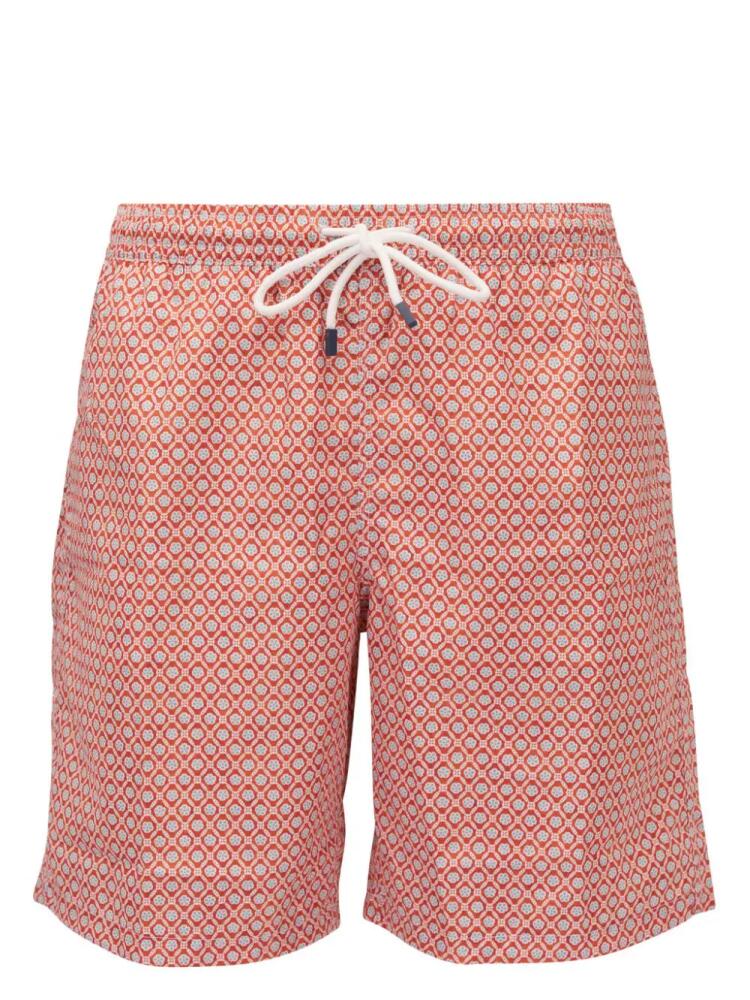 Fedeli Madeira graphic-print swim shorts - Orange Cover