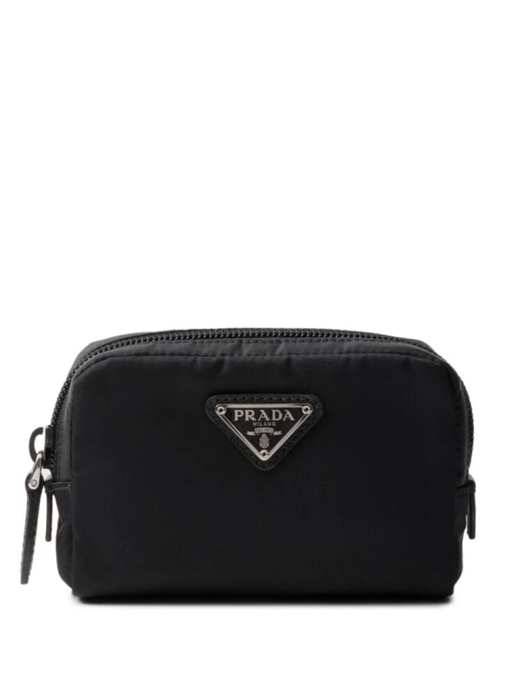 Prada logo-triangle make-up bag - Black Cover