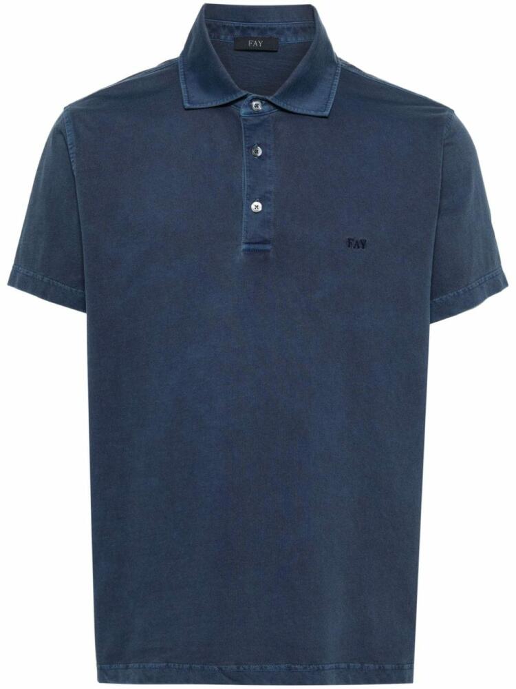 Fay embroidered-logo polo shirt - Blue Cover