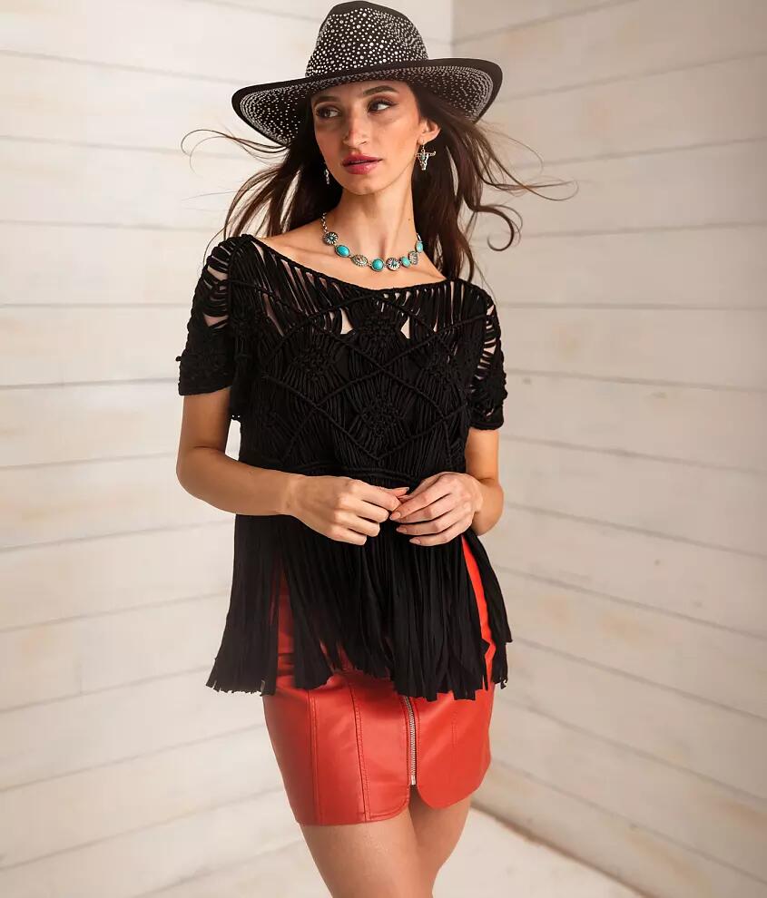 Sterling & Stitch Macrame Fringe Top Cover