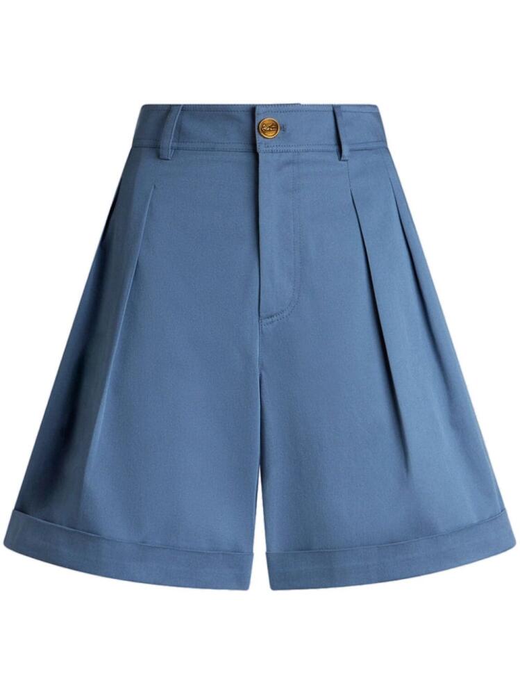 ETRO pleat-detailing cotton-blend shorts - Blue Cover