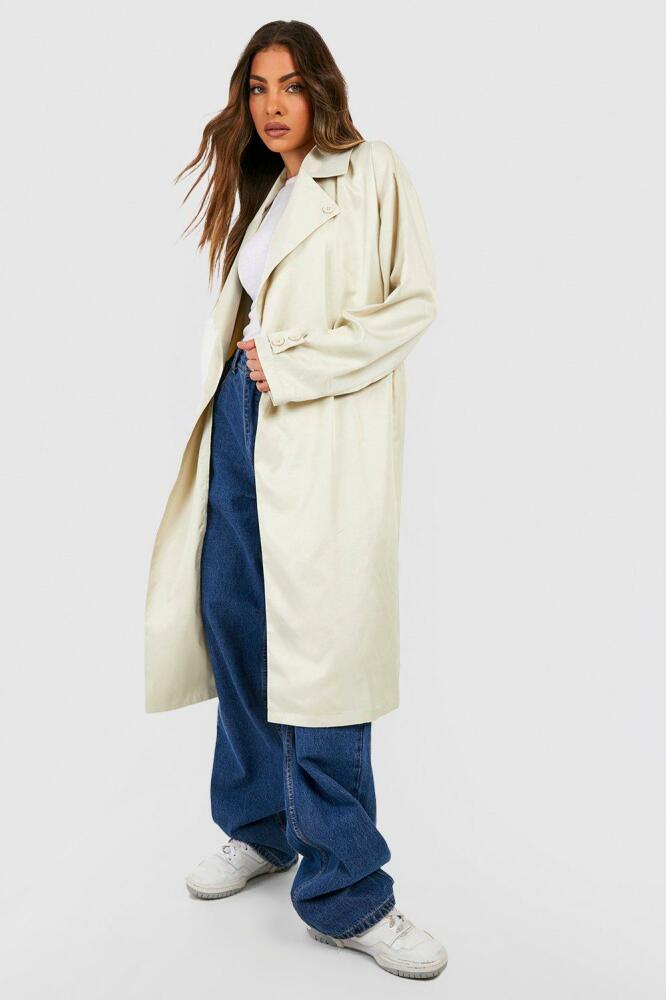 boohoo Womens Belted Trench Coat - Beige Cover