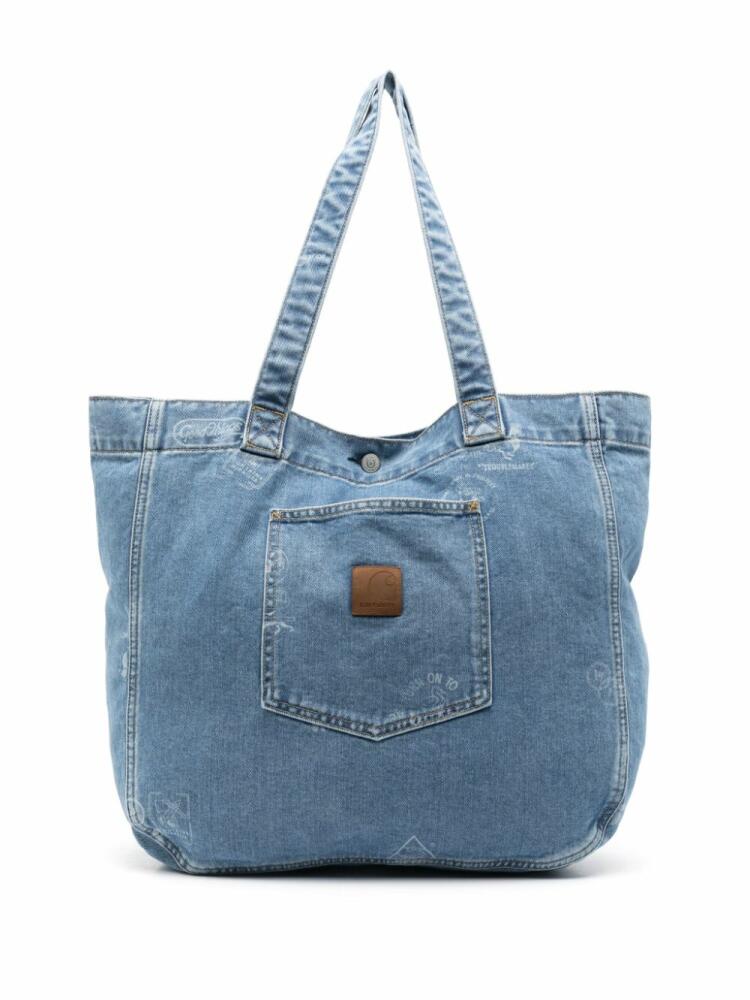 Carhartt WIP logo-patch denim tote bag - Blue Cover