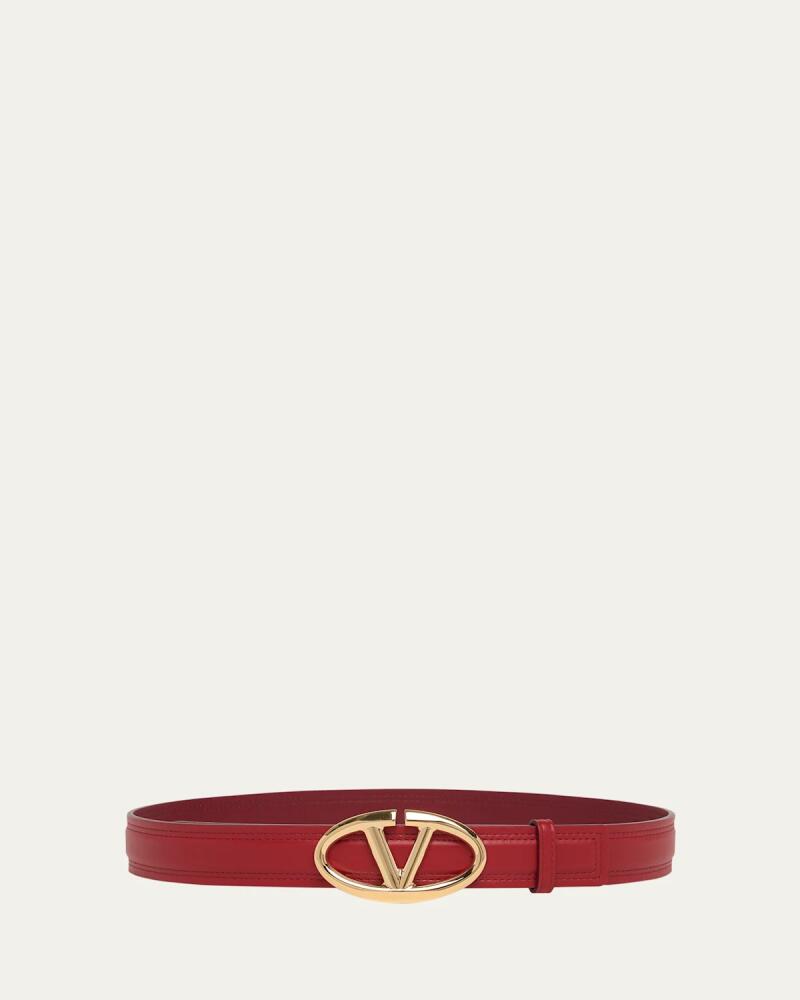 Valentino The Bold Edition V-Logo Red Leather Belt Cover