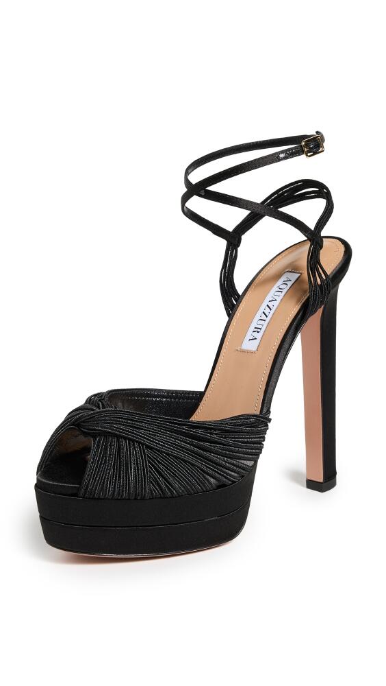 Aquazzura Bellini Beauty Plateau Platform Sandals 130mm Black Cover