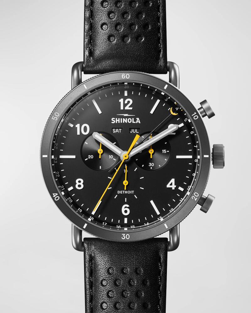 Shinola Men's Canfield Sport Leather Chronograph Watch, 45mm Cover