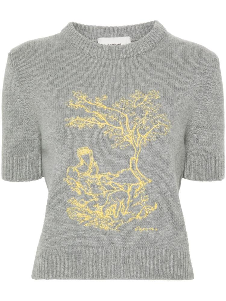 Coperni embroidered knitted T-shirt - Grey Cover