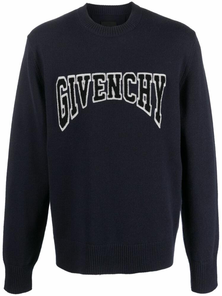 Givenchy logo-patches knitted jumper - Blue Cover