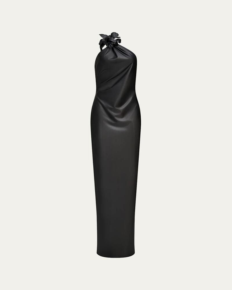 Halston Rhia One-Shoulder Faux Leather Column Gown Cover