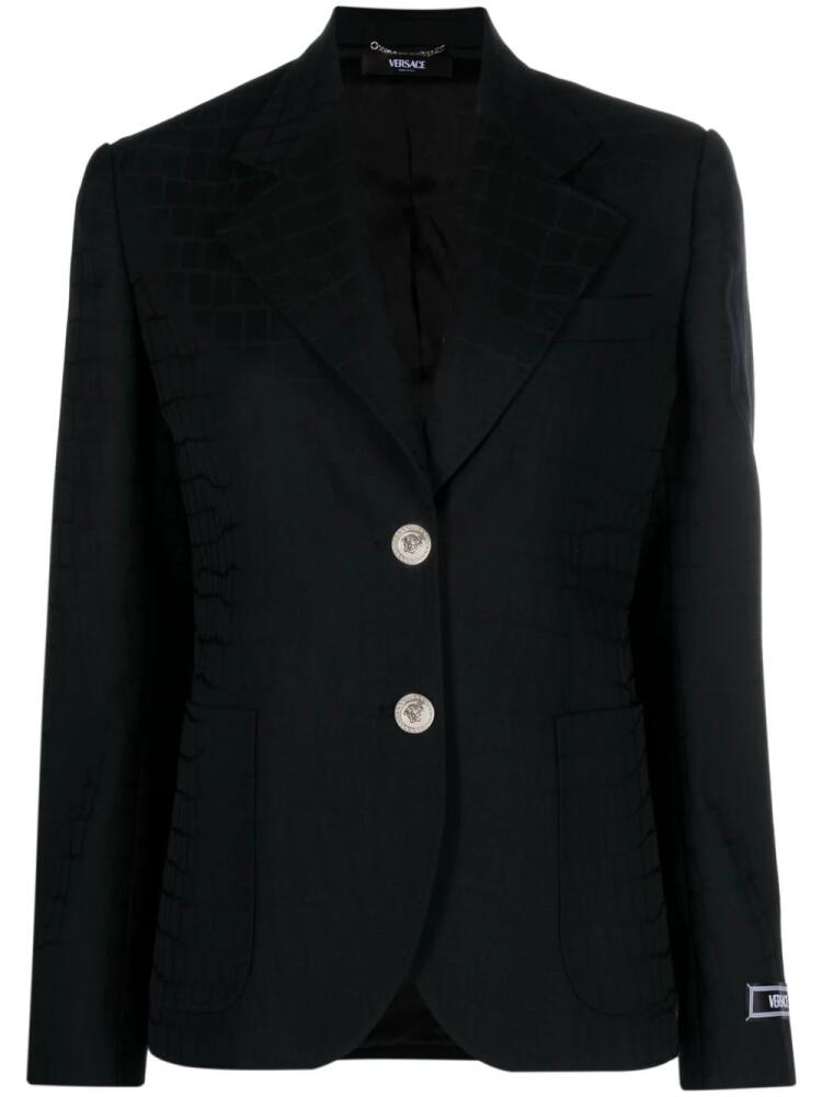 Versace crocodile-jacquard wool blazer - Black Cover