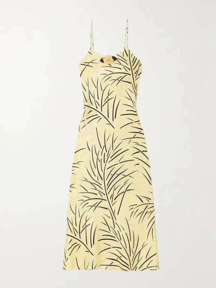 Rodarte - Embellished Printed Silk-jacquard Midi Dress - Yellow Cover