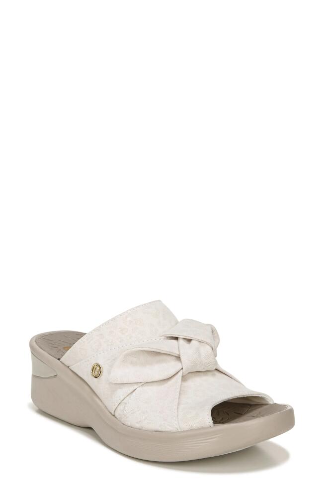 BZees Smile Wedge Slide Sandal in Cream Fabric Cover