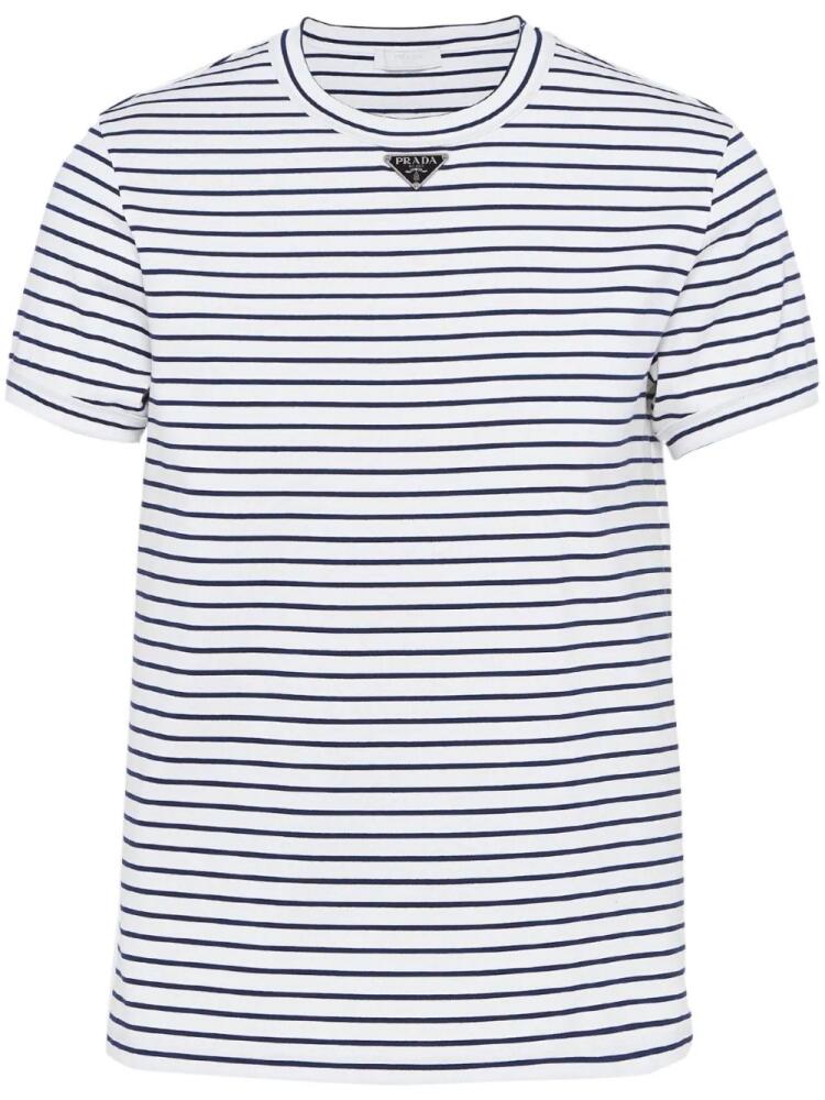 Prada triangle-logo striped T-shirt - Blue Cover