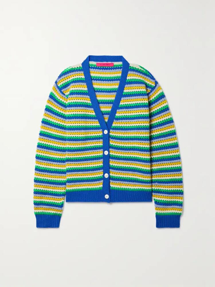 The Elder Statesman - Striped Open-knit Cashmere Cardigan - Blue Cover