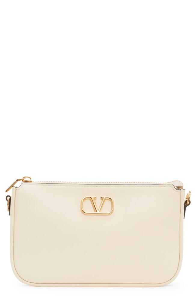 Valentino Garavani Mini VLOGO Leather Shoulder Bag in Ivory Cover