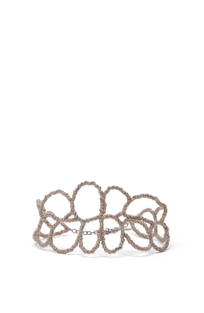 Brunello Cucinelli Ramage choker in Sterling Silver and mohair in Beige Cover