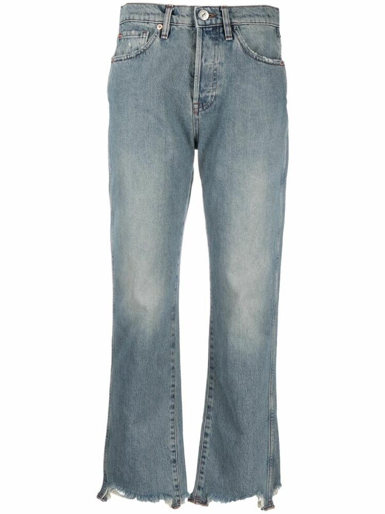 3x1 distressed-finish flared-leg jeans - Blue Cover