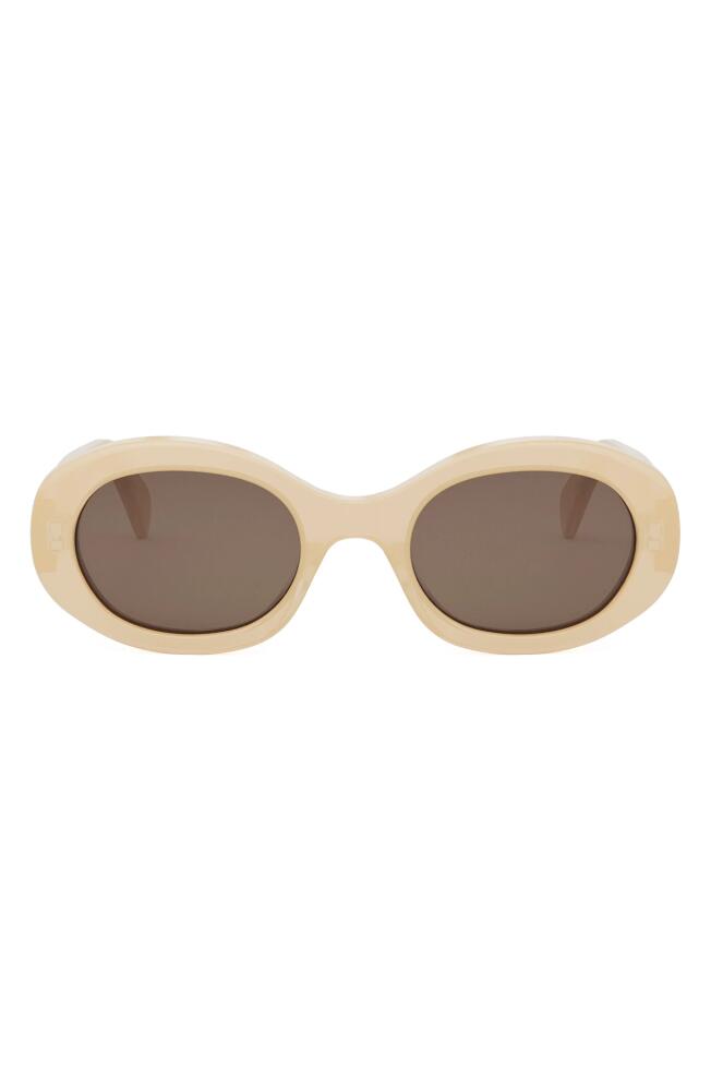 CELINE Triomphe 52mm Oval Sunglasses in Orange/Other /Brown Cover