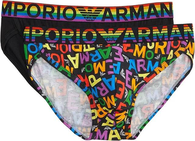 Emporio Armani Rainbow Logo 2-Pack Brief (EA Rainbow Color/Black) Men's Underwear Cover