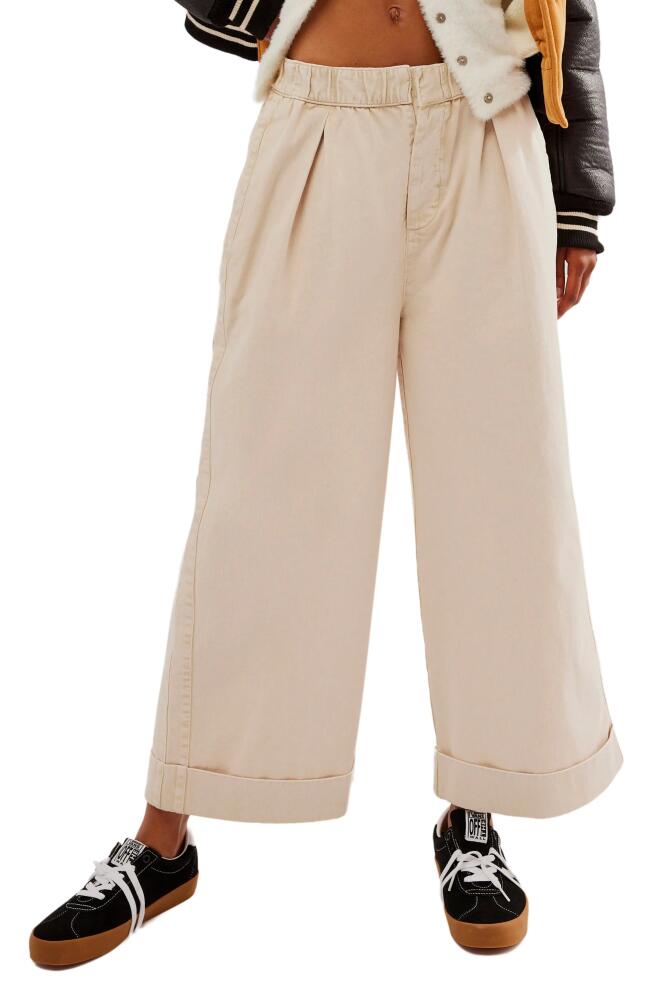 Free People After Love Roll Cuff Wide Leg Pants in Sandshell Cover