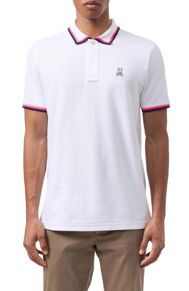 Psycho Bunny Kingsbury Tipped Piqué Polo in White Cover