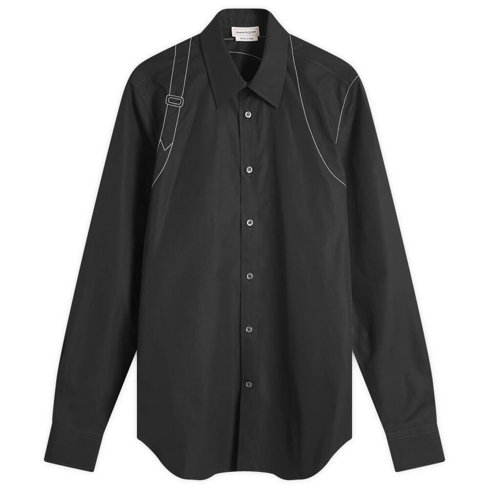 Alexander McQueen Men's Contrast Stitch Harness Shirt in Black Cover