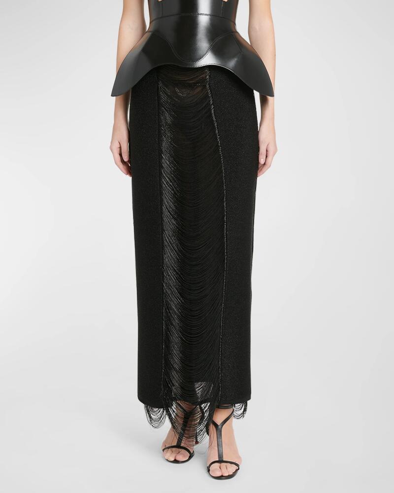 Alexander McQueen Ladder Fringe Pencil Maxi Skirt Cover