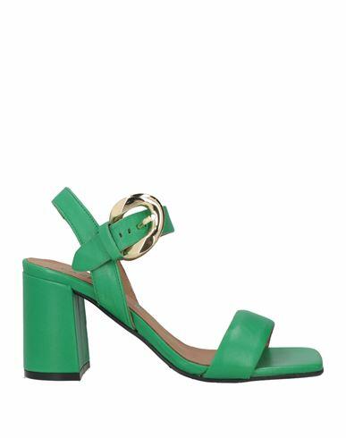 Carmens Woman Sandals Green Leather Cover