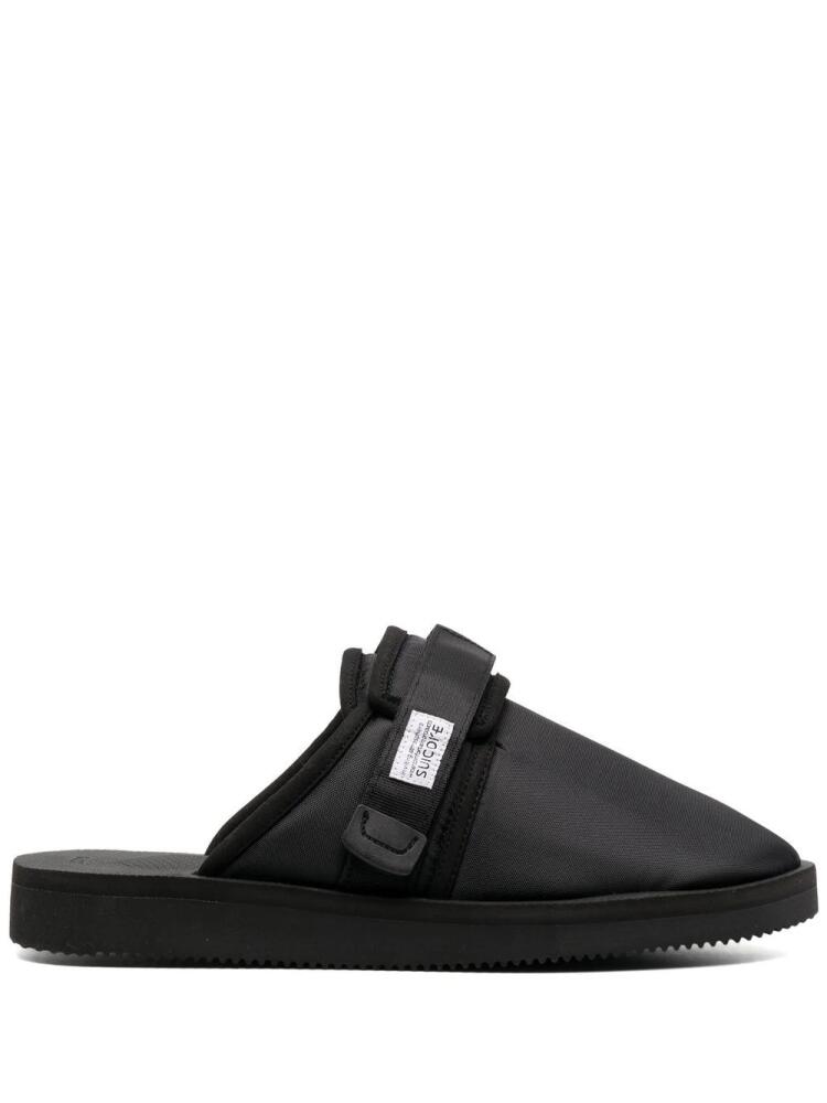 Suicoke logo patch slippers - Black Cover