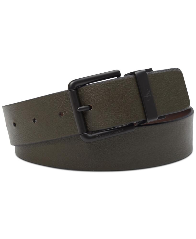 Calvin Klein Men's Pebble Grain Reversible Jean Belt - Brown/Olive Cover