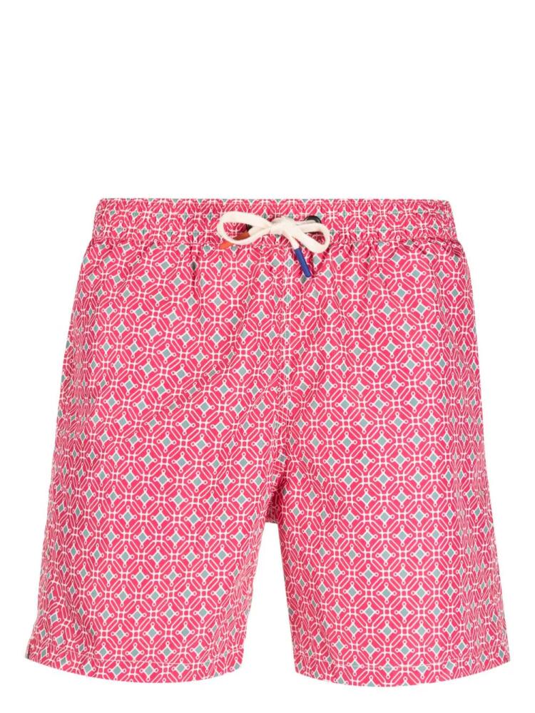 Altea geometric-print drawstring swim shorts - Pink Cover