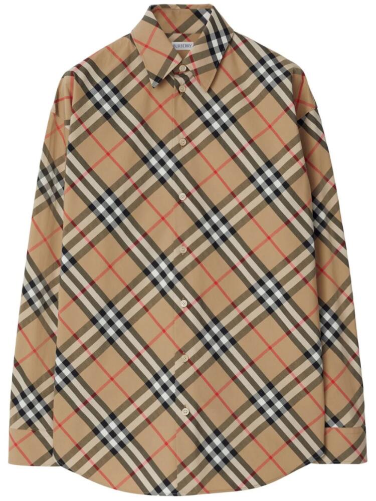 Burberry check-pattern cotton shirt - Brown Cover