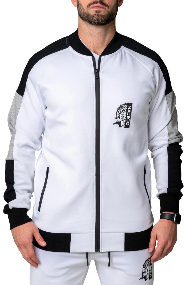 Maceoo Legendary Stretch Cotton Zip-Up Jacket in White Cover