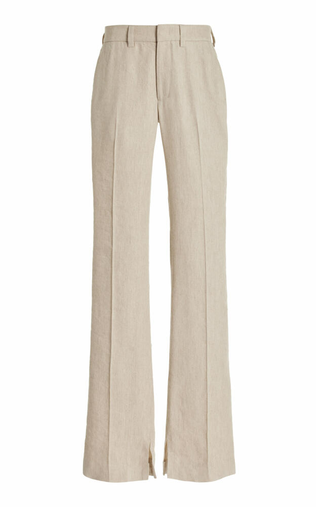 Brandon Maxwell - The Cameron Linen-Silk Straight-Leg Pants - Neutral Cover