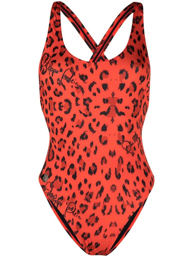 Philipp Plein leopard-print swimsuit - Red Cover