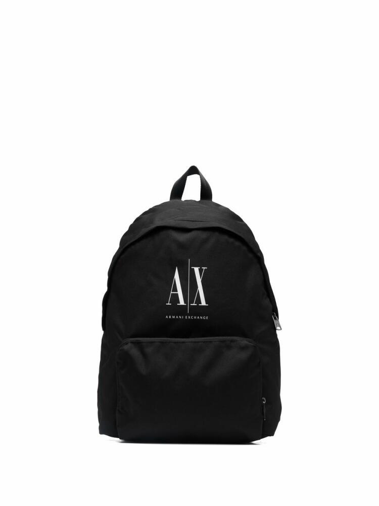 Armani Exchange logo-print zip-up backpack - Black Cover