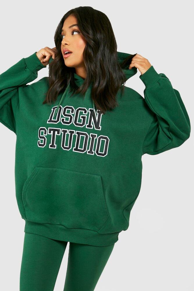 boohoo Womens Petite Dsgn Studio Printed Hoody And Leggings Tracksuit - Green Cover