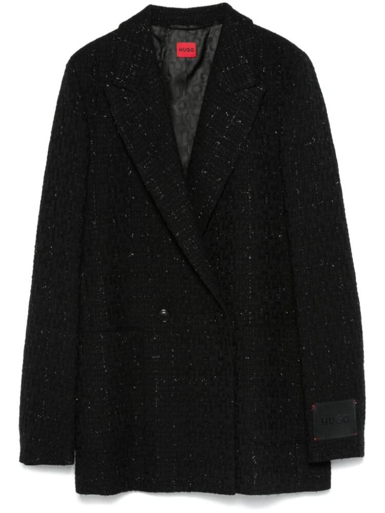 HUGO metallic-threading blouclé blazer - Black Cover