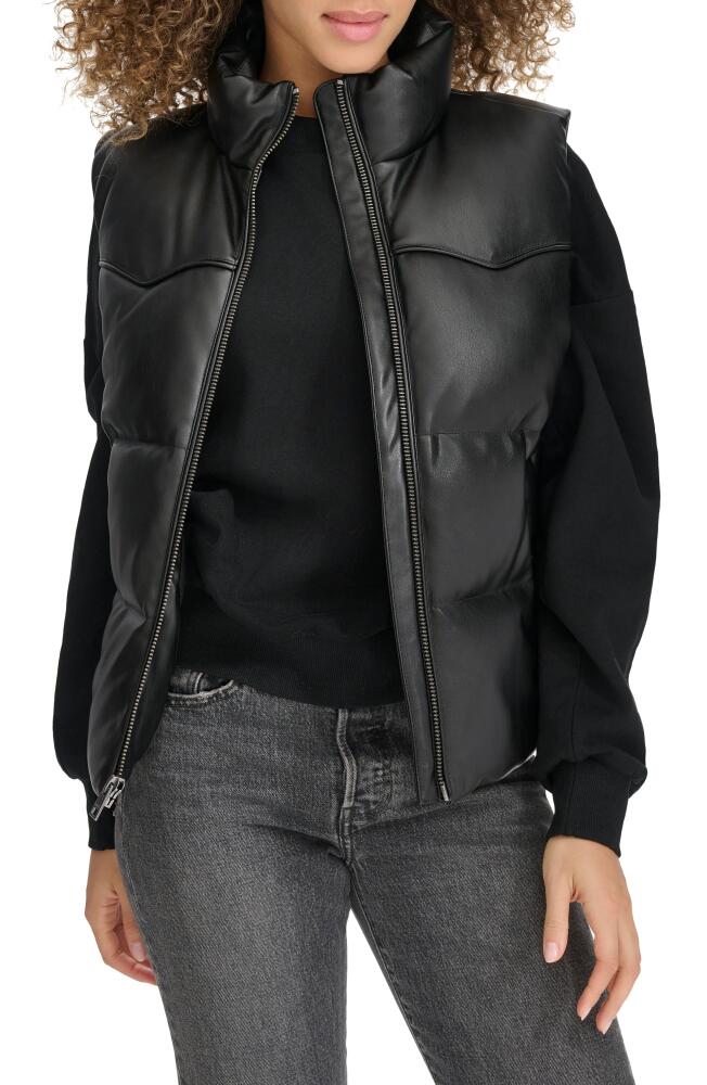 levi's Faux Leather Western Puffer Vest in Black Cover