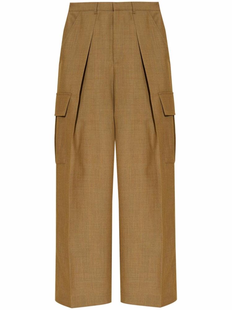 Burberry pleat-detail wool cargo trousers - Neutrals Cover