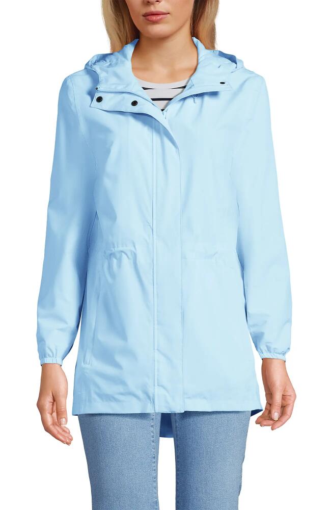 Lands' End Waterproof Hooded Packable Raincoat in Subtle Blue Cover