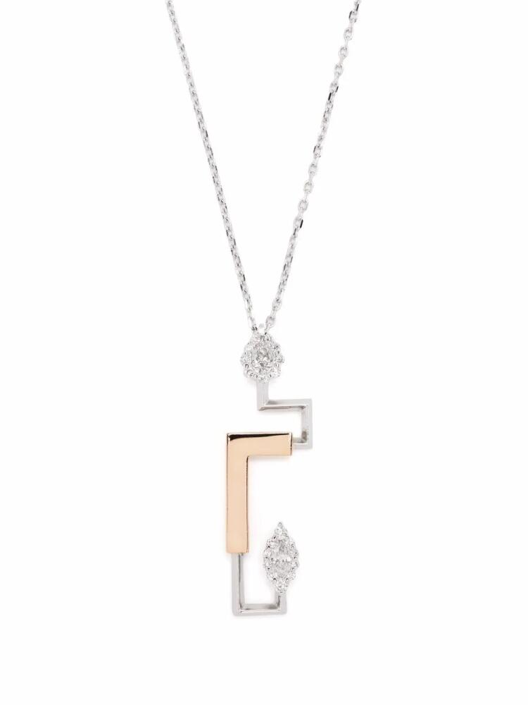 Yeprem 18kt gold diamond structured pendant necklace - Silver Cover