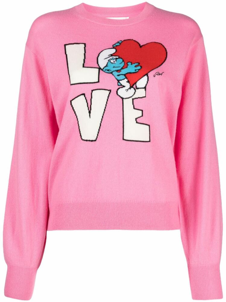 Chinti & Parker Love Smurf crew-neck jumper - Pink Cover